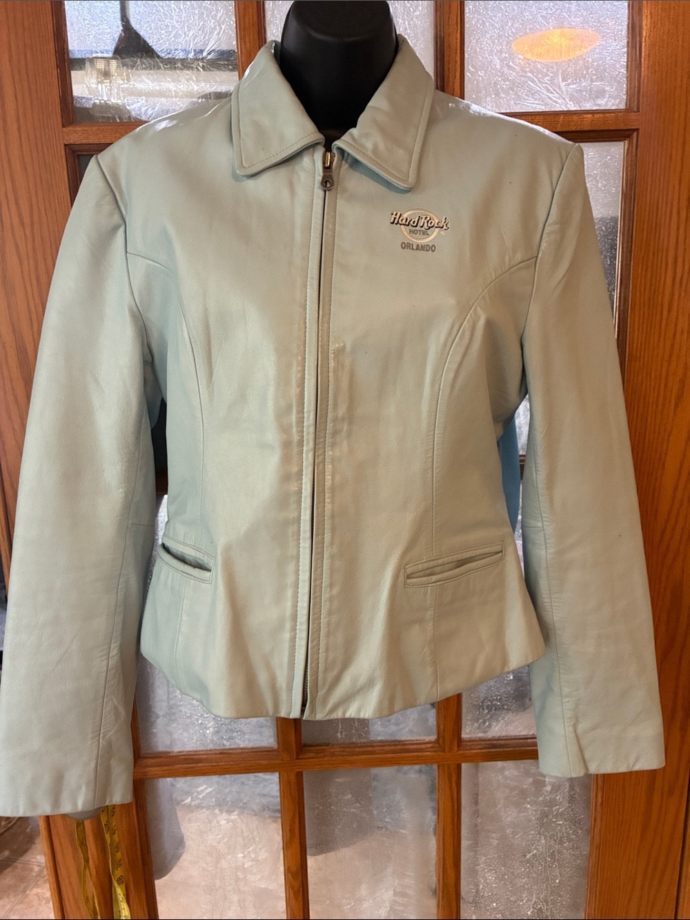 Hard Rock Orlando Women's Light blue  Leather Bomber Jacket
